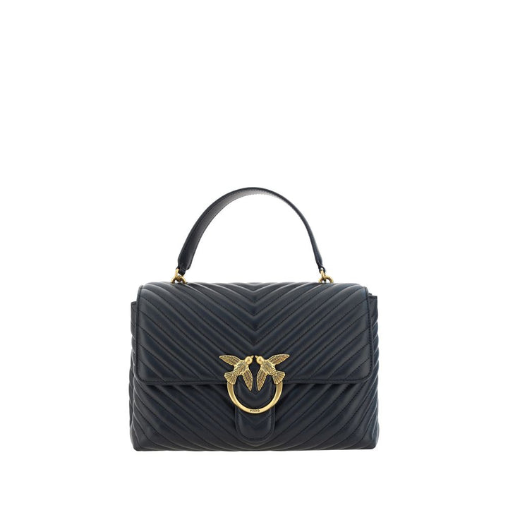 PINKO Black Calf Leather Bos Taurus Handbag
