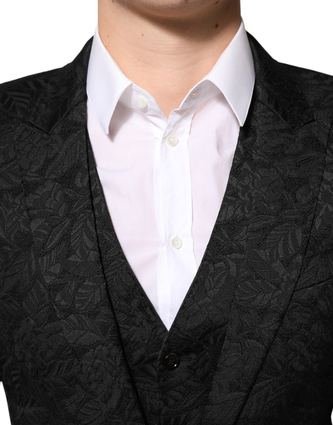 Dolce & Gabbana Black 3 Piece Brocade Jacquard Suit MARTINI