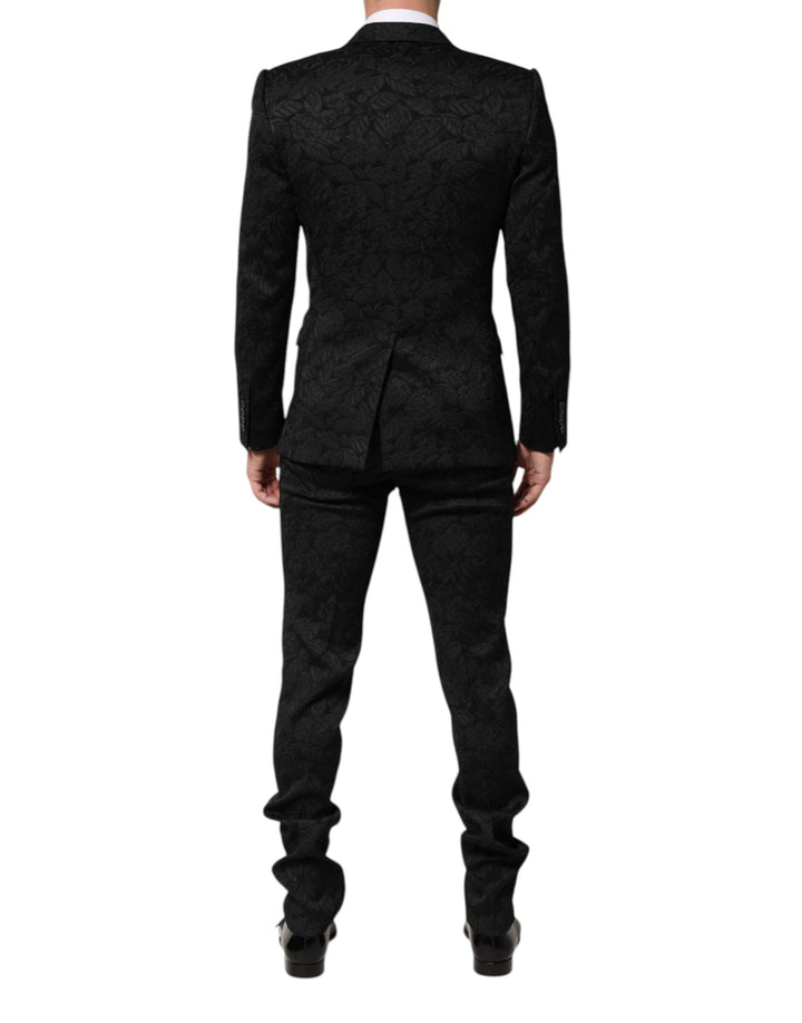 Dolce & Gabbana Black 3 Piece Brocade Jacquard Suit MARTINI