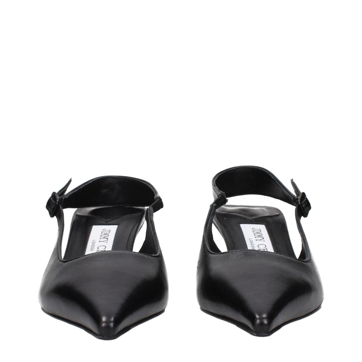 Jimmy Choo Black Leather Flat Sandals