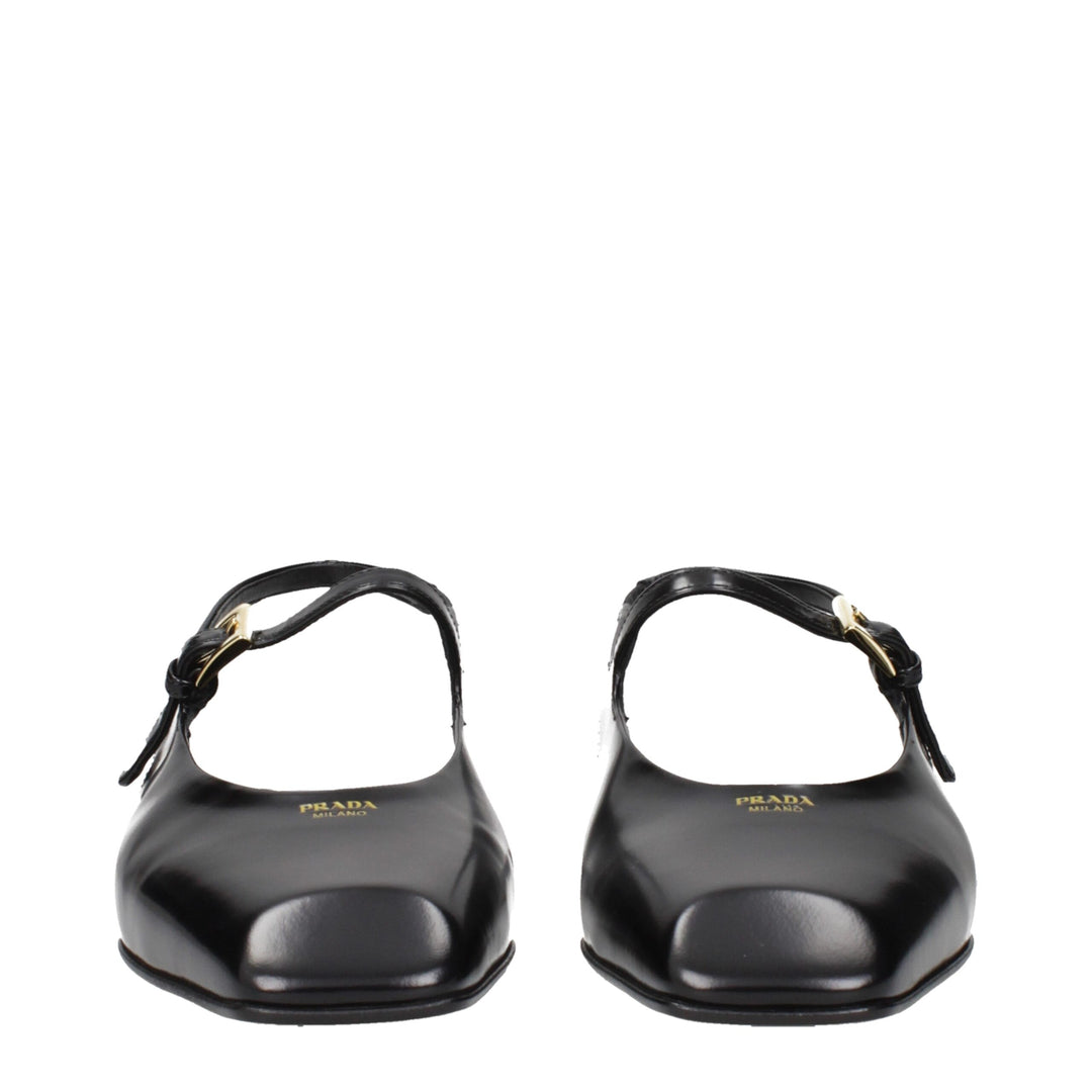 Prada Black Leather Flat Sandals