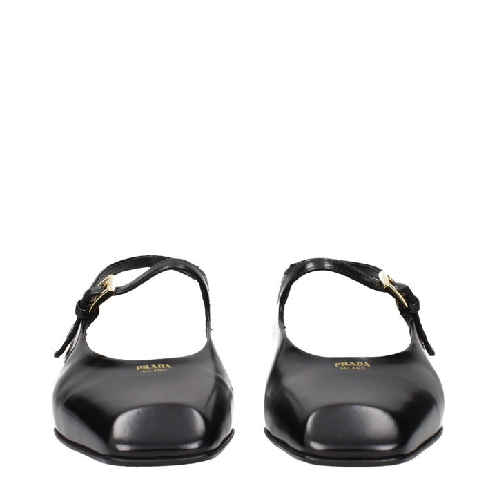 Prada Black Leather Flat Sandals