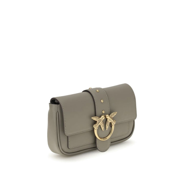 PINKO Gray Calf Leather Bos Taurus Shoulder Bag