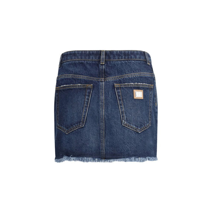 Dolce & Gabbana Blue Cotton Mini Skirt