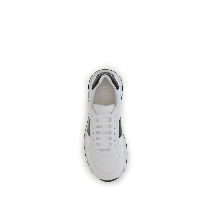 Prada White Calf Leather Bos Taurus Low Top Sneakers