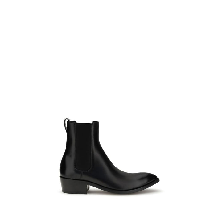 Tom Ford Black Calf Leather Bos Taurus Chelsea Boots