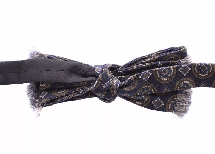 Dolce & Gabbana Blue Silk Baroque Fantasi Tied Bow Tie Papillon
