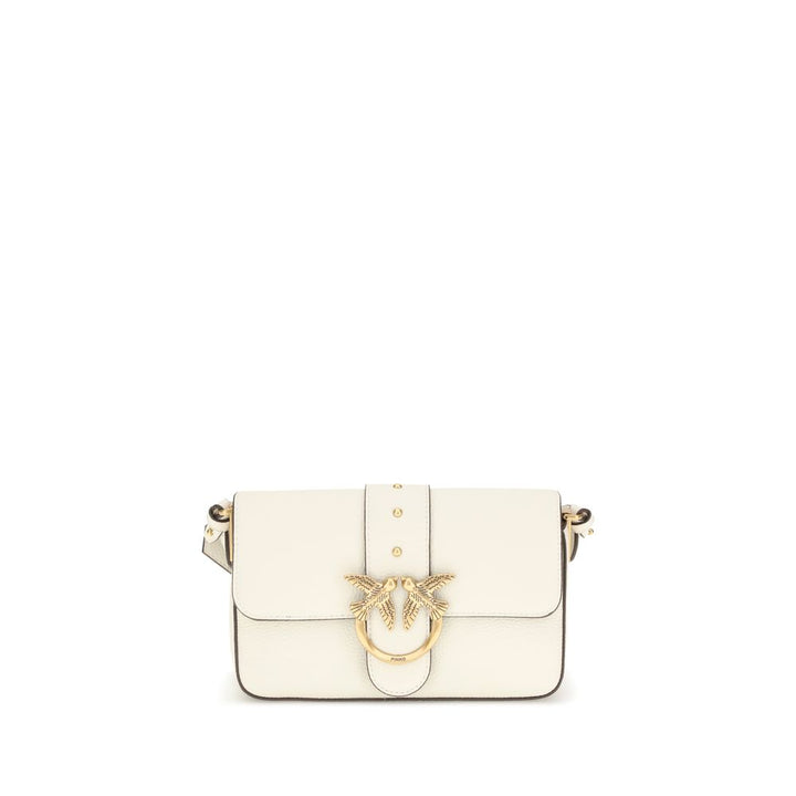 PINKO White Calf Leather Bos Taurus Shoulder Bag