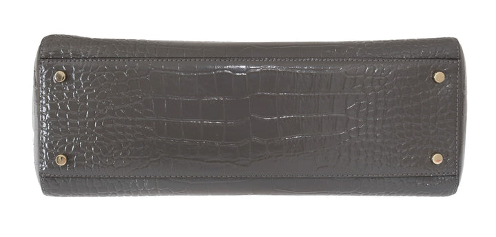 Kate Spade Grey Croc Embossed Leather Elissa Bristol Drive Tote Handbag Bag