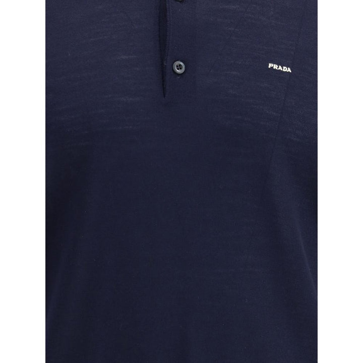 Prada Blue Fleece Wool Polo Shirt