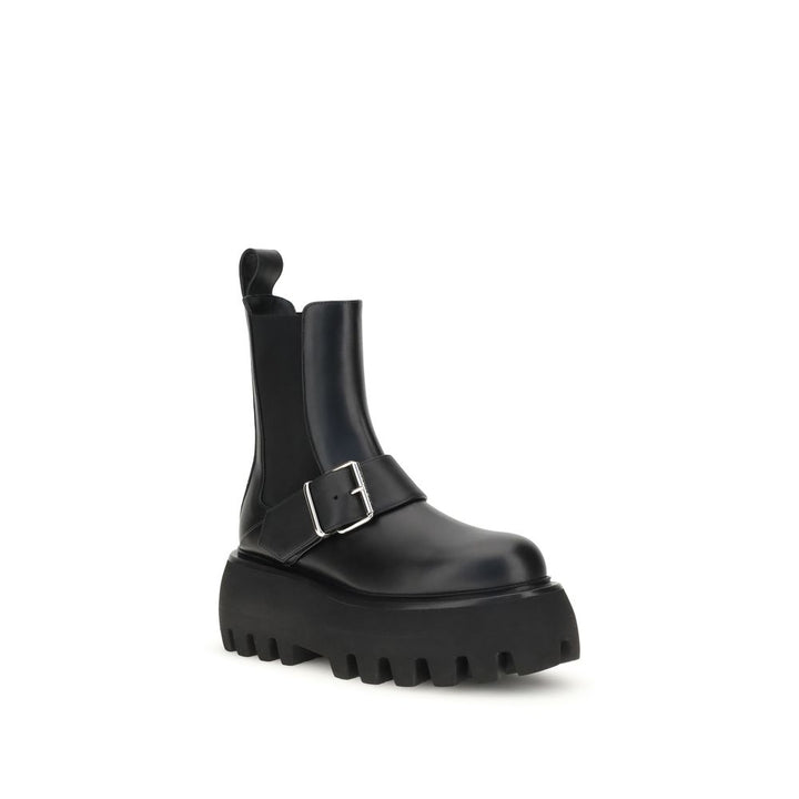 Alexander McQueen Black Calf Leather Bos Taurus Ankle Boots