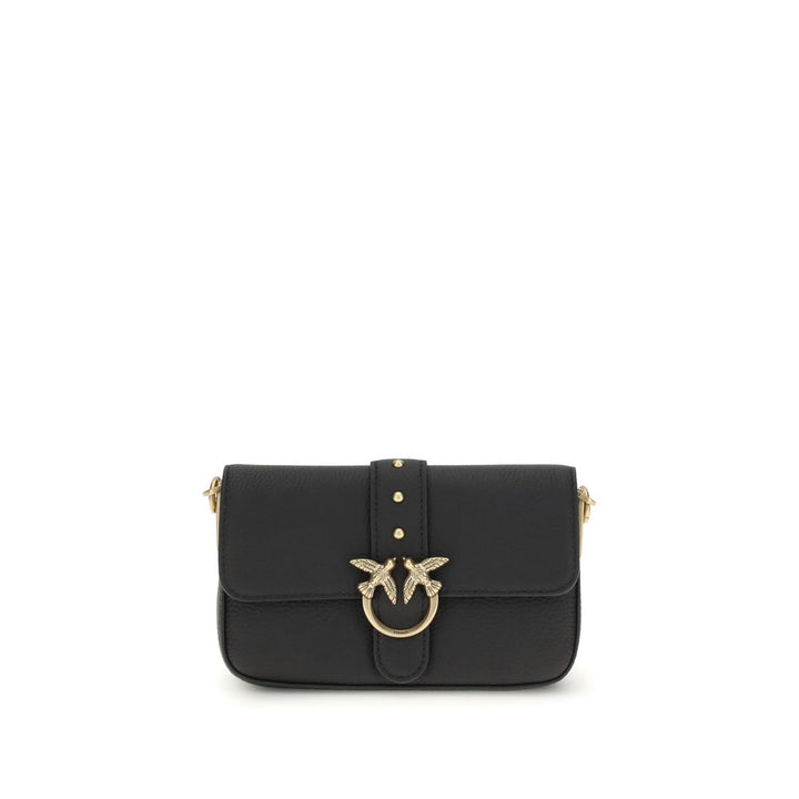 PINKO Black Calf Leather Bos Taurus Shoulder Bag