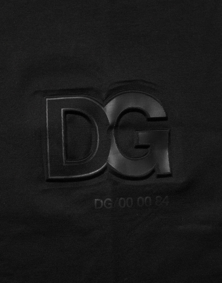 Dolce & Gabbana Black Logo Patch Cotton Men Crew Neck T-shirt