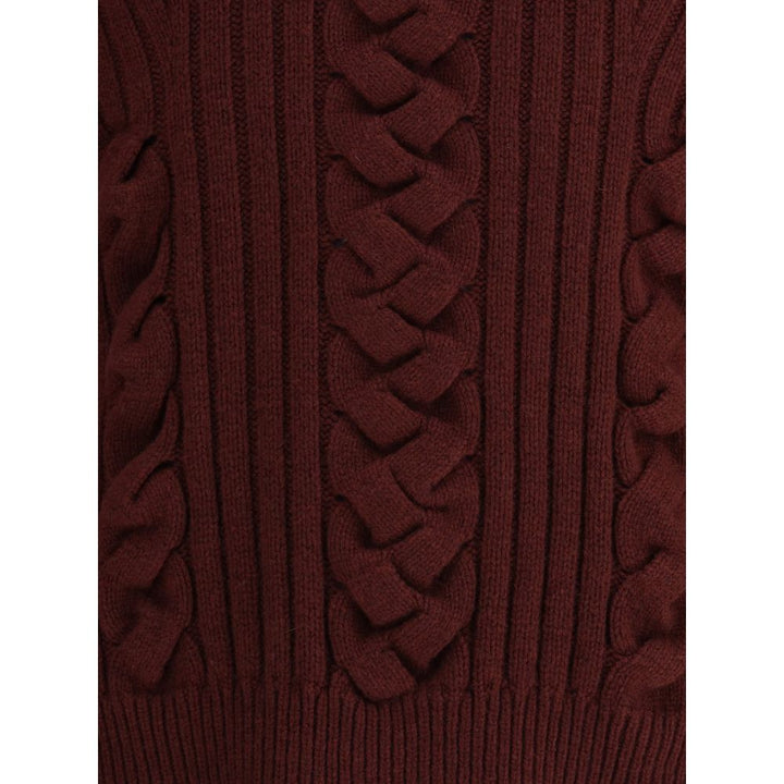 Alexander McQueen Bordeaux Fur Cashmere Sweater