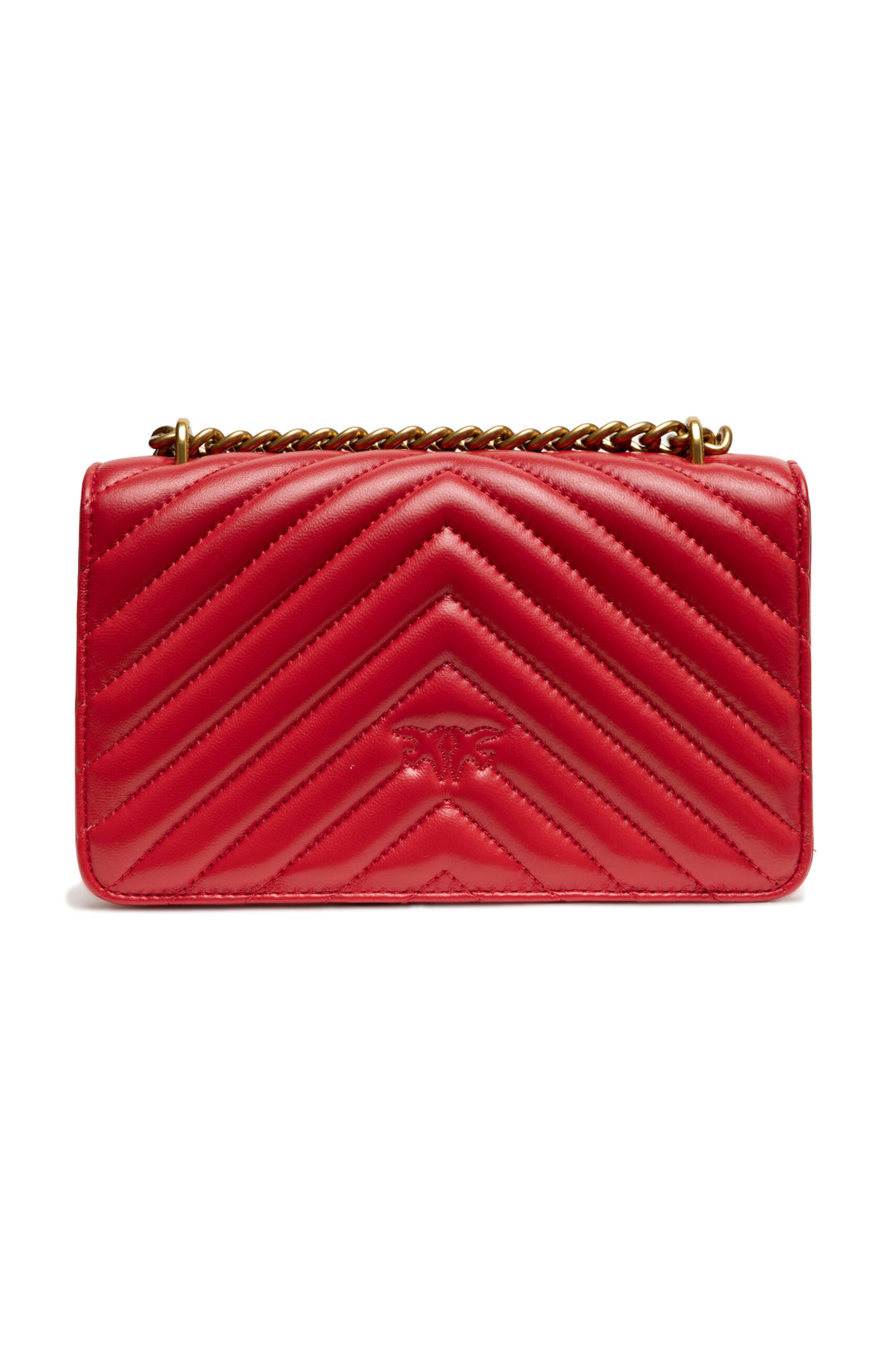 PINKO Red Leather Love One Mini Shoulder Bag