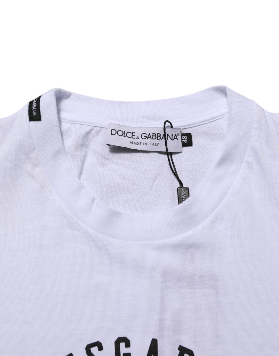 Dolce & Gabbana White Cotton Logo Print Crew Neck T-shirt