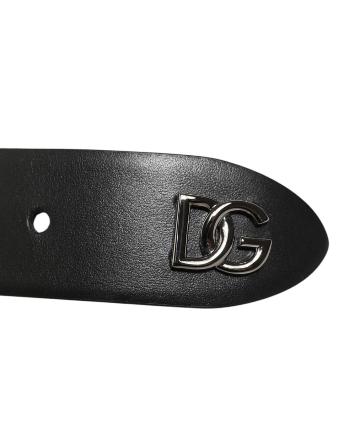 Dolce & Gabbana Black Calf Leather Studded Silver Buckle Belt