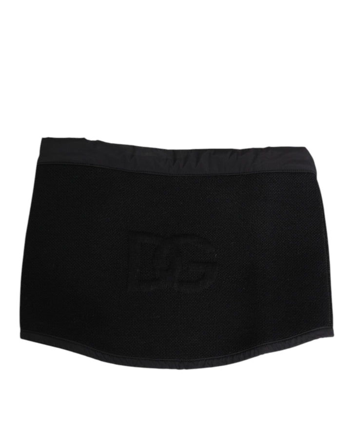 Dolce & Gabbana Black Lace Stole Knitted DG Logo Men One Size Scarf