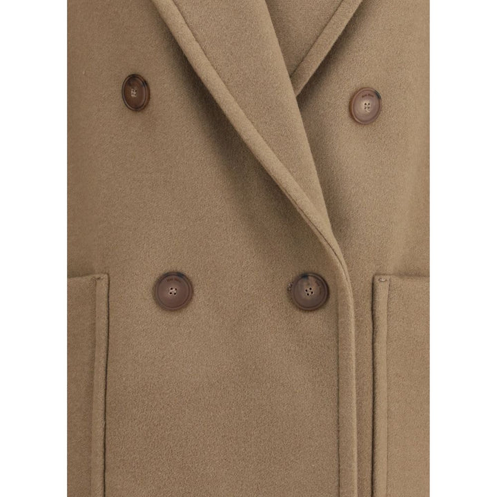 Max Mara Beige Fleece Wool Coat