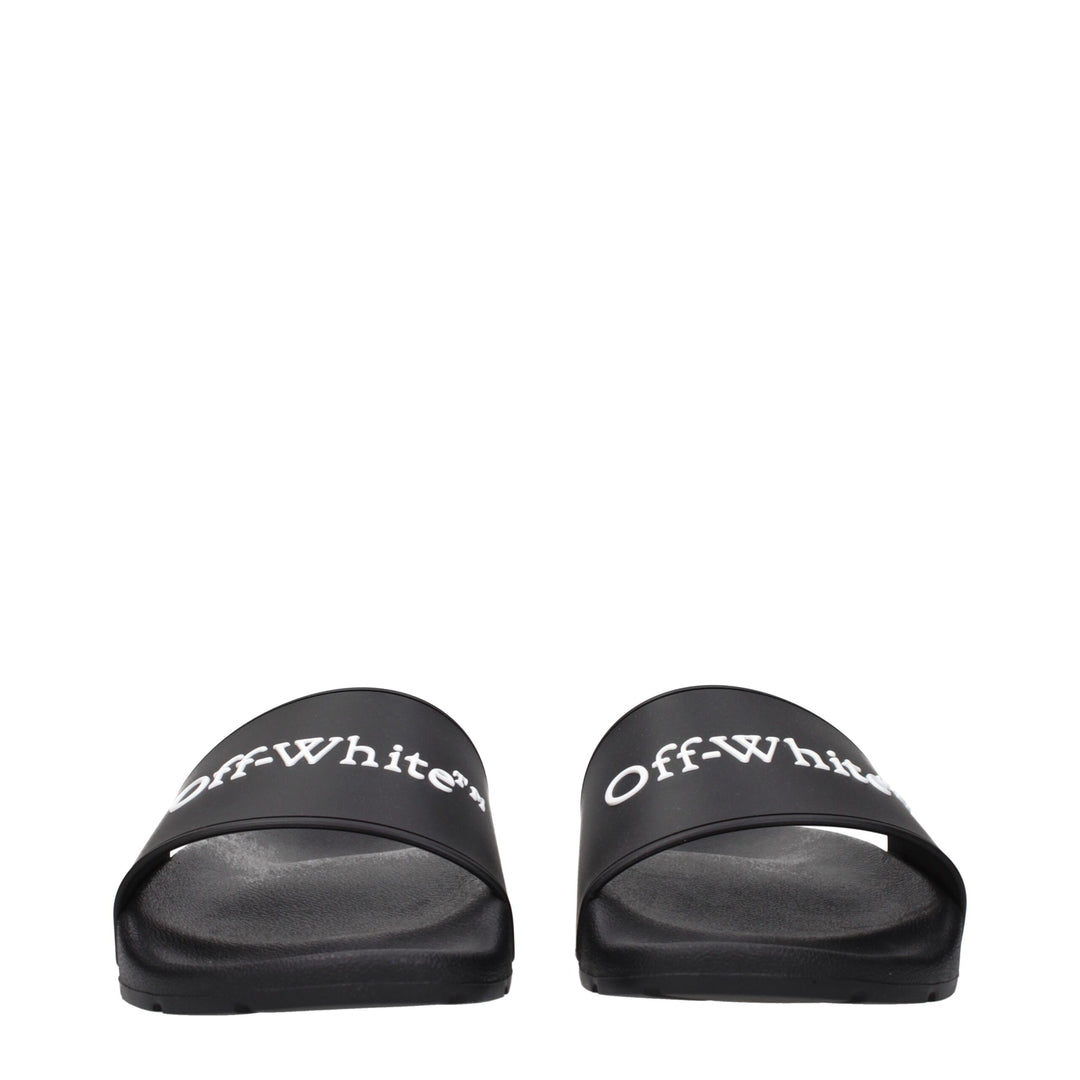 Off-White Black Cotton Slippers