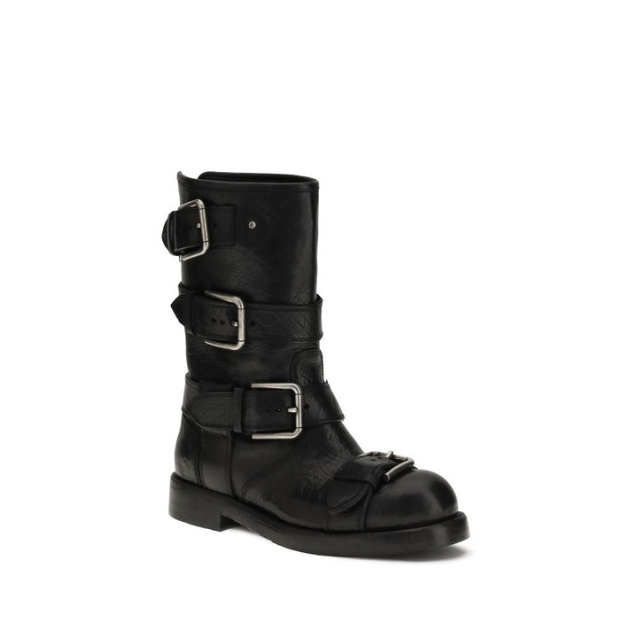 Dolce & Gabbana Black Calf Leather Bos Taurus Lace-Up Boots
