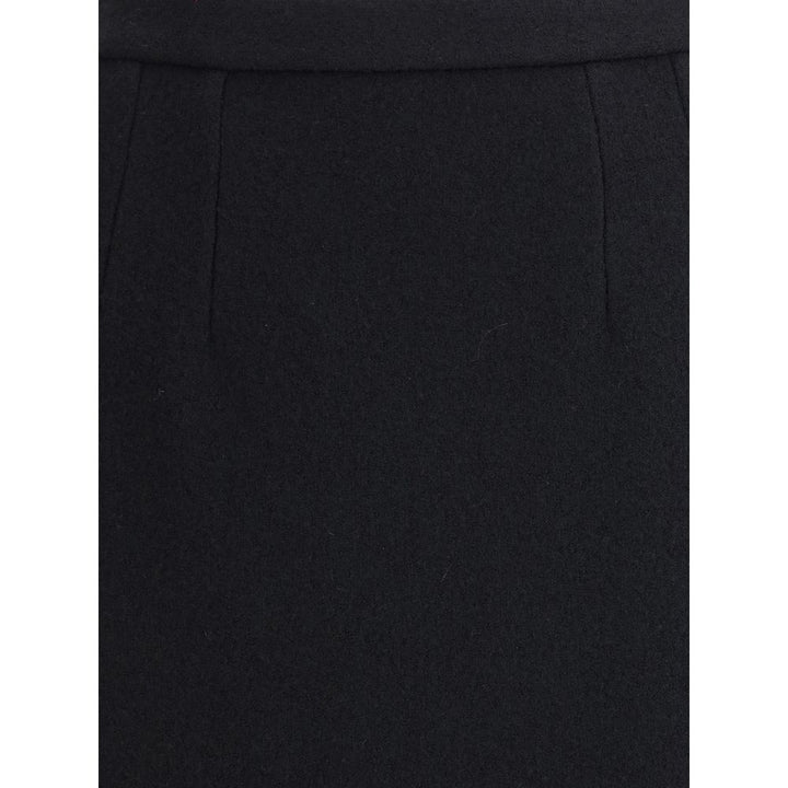 Dolce & Gabbana Black Fleece Wool Long Skirt