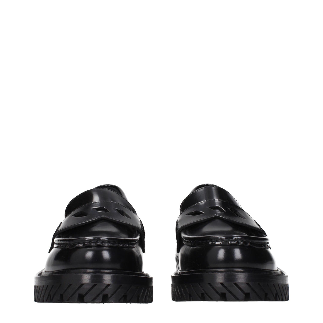 Off-White Black Leather Slip-On Loafers