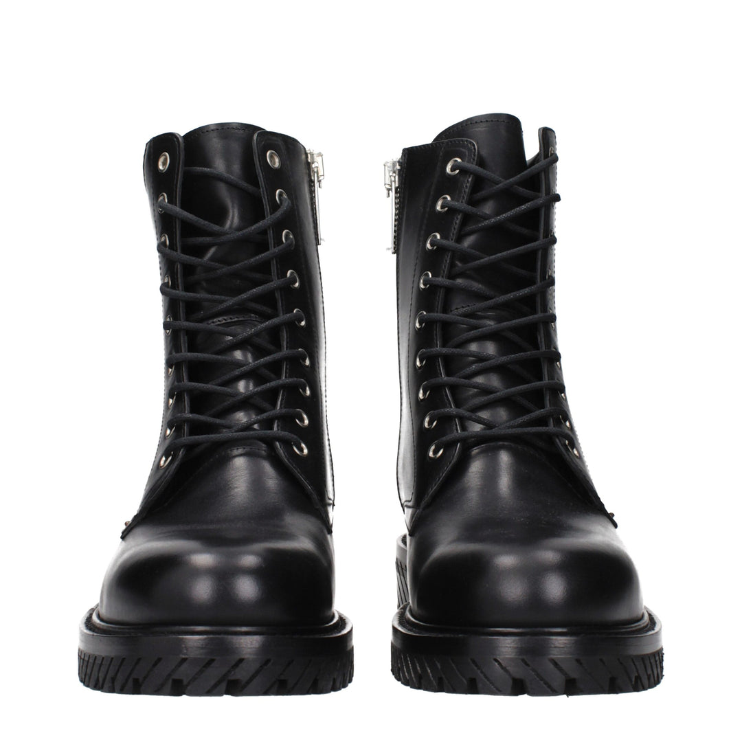 Off-White Black Leather Ankle Boots