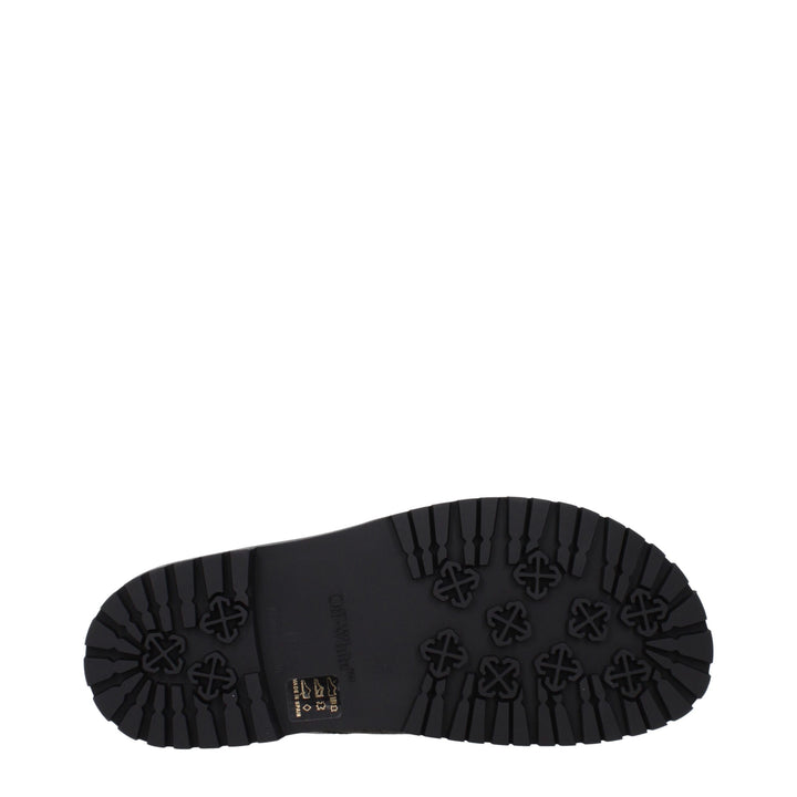 Off-White Green Fabric Flat Sandals