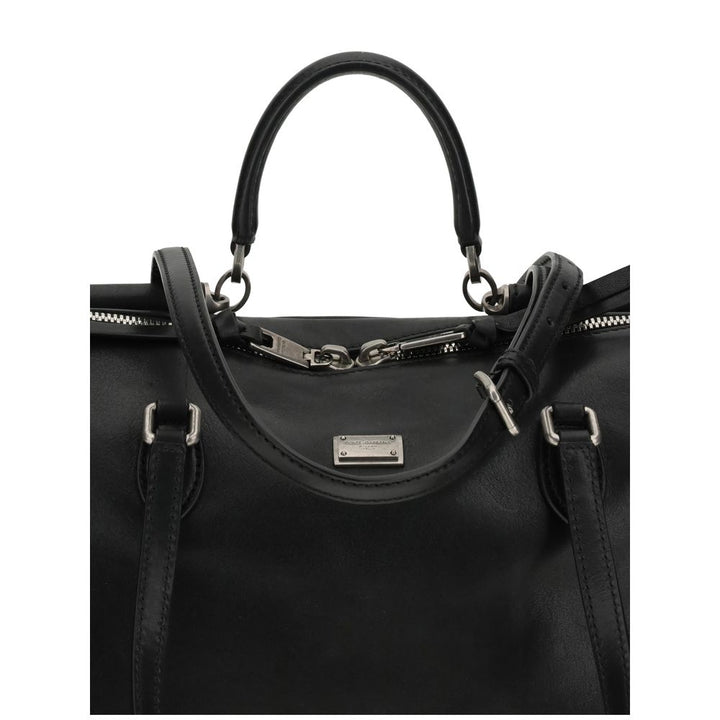 Dolce & Gabbana Black Calf Leather Bos Taurus Shoulder Bag