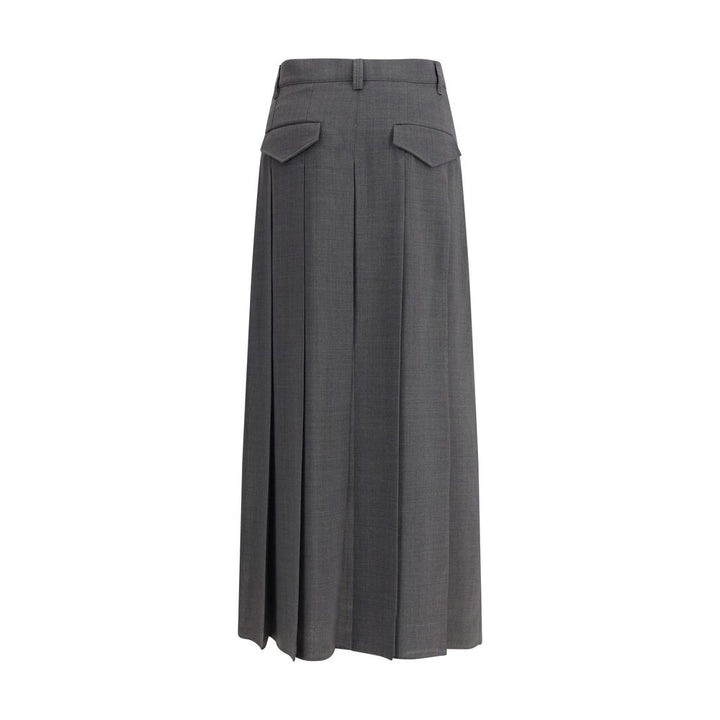 Brunello Cucinelli Gray Polyester Long Skirt