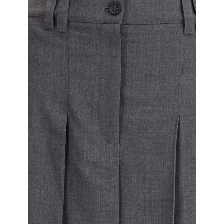 Brunello Cucinelli Gray Polyester Long Skirt