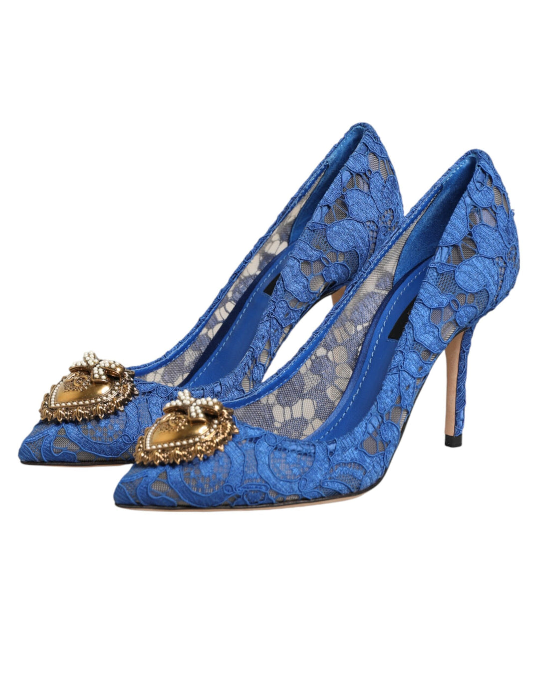 Dolce & Gabbana Blue Taormina Lace DEVOTION Pumps Shoes \