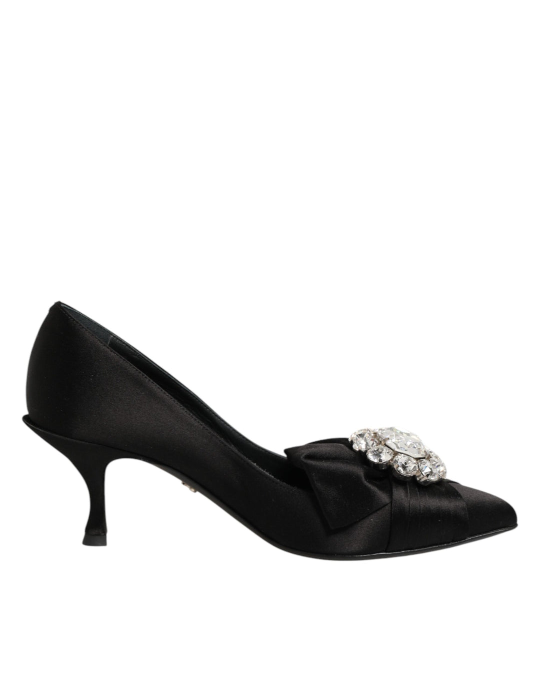 Dolce & Gabbana Black Satin Bow Crystal Embellishment Pumps Shoes