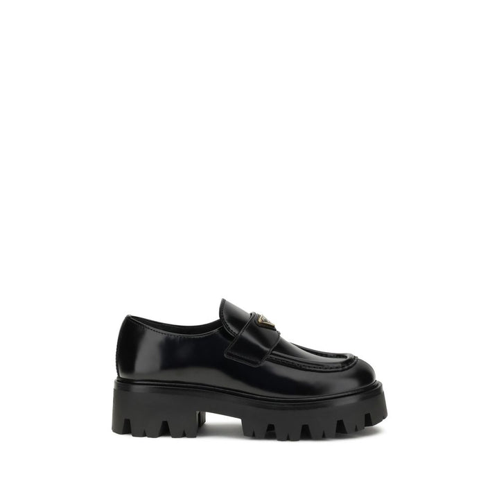 Prada Black Calf Leather Bos Taurus Platform Loafers