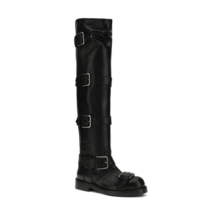 Dolce & Gabbana Black Calf Leather Bos Taurus Lace-Up Boots