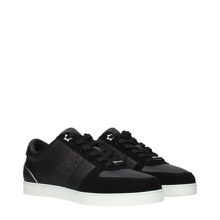 Jimmy Choo Black Leather Low Top Sneakers