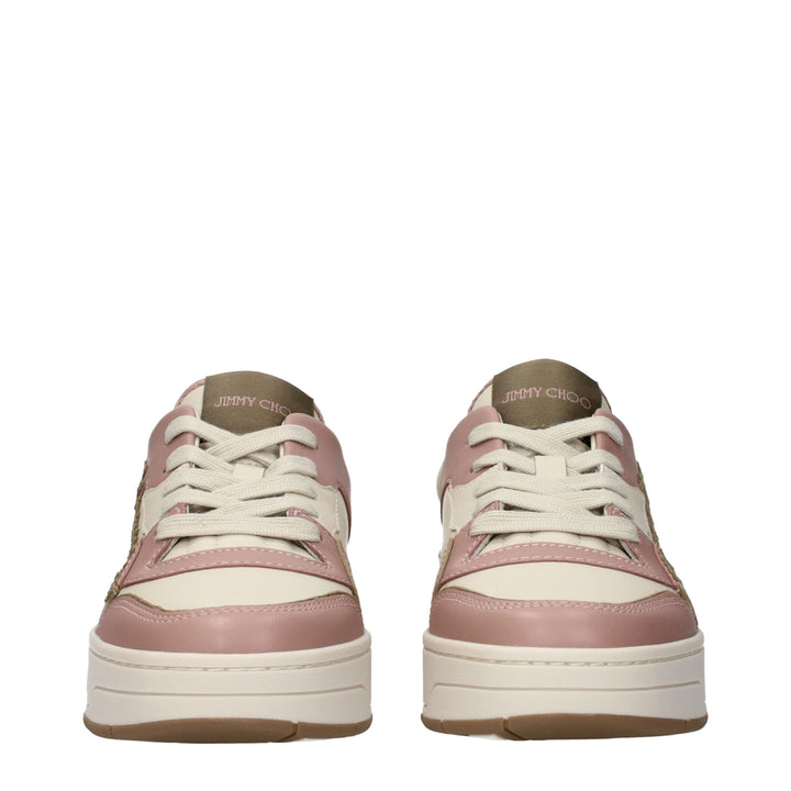 Jimmy Choo Pink Leather Low Top Sneakers