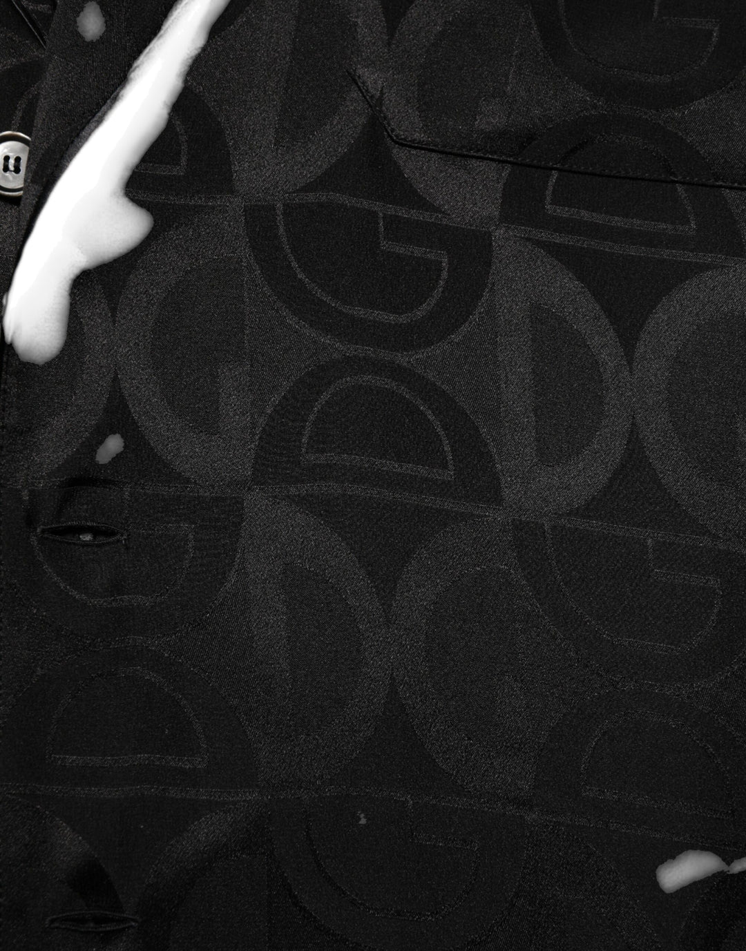 Dolce & Gabbana Black DG Logo Silk Men Long Sleeves Shirt