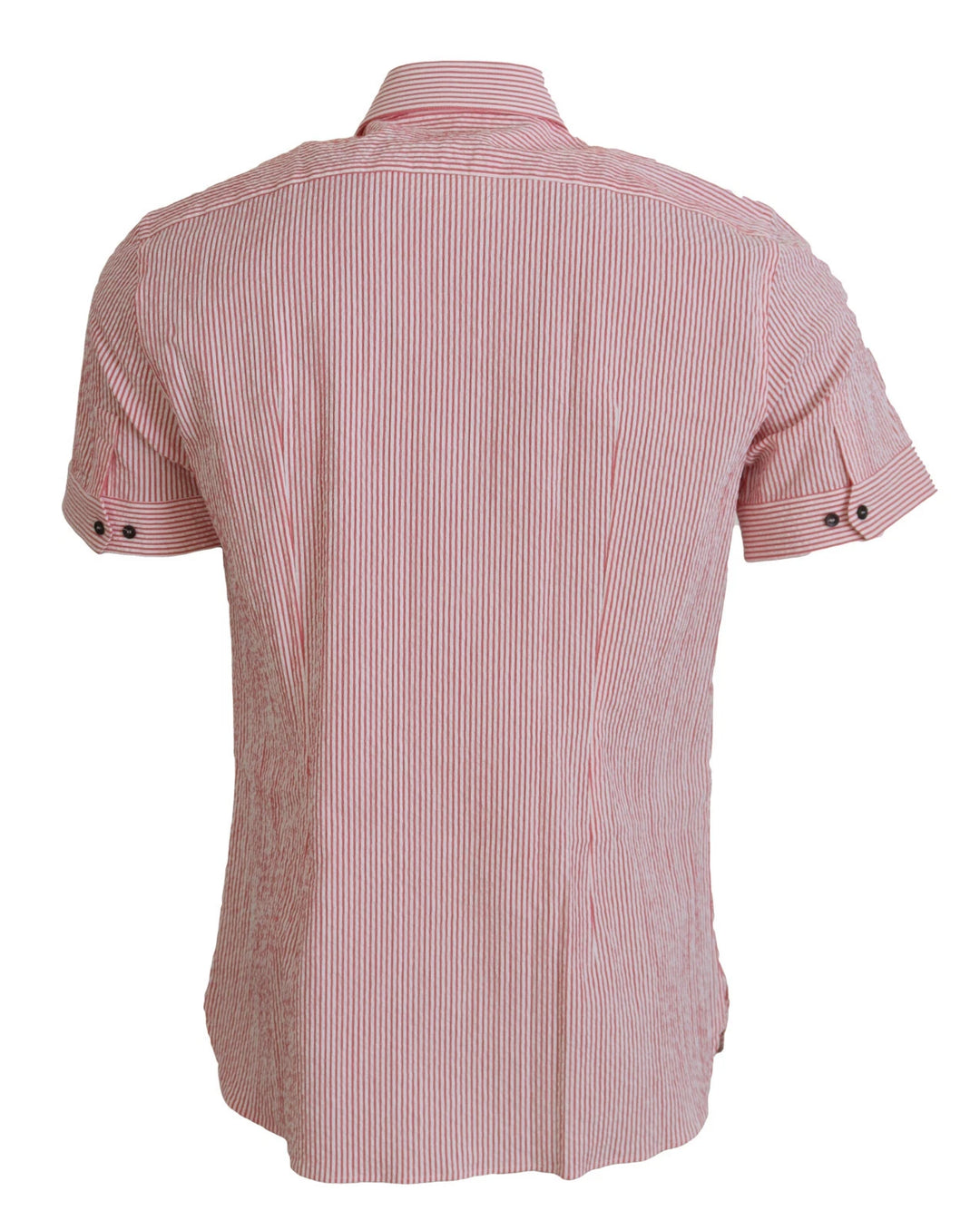 Dolce & Gabbana Red White Striped Cotton Short Sleeve Shirt