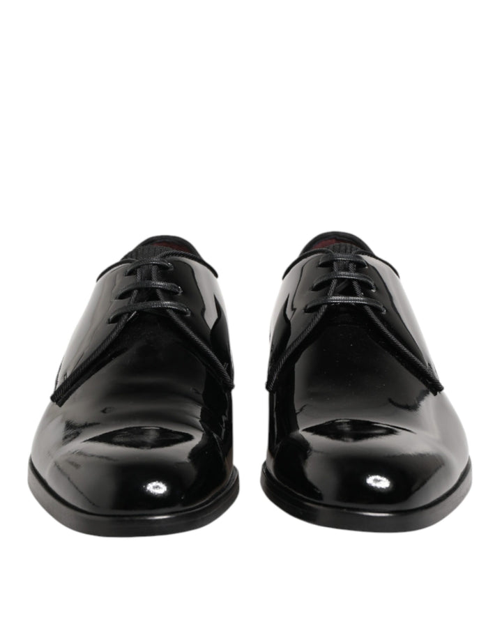 Dolce & Gabbana Black Calfskin Leather Derby Dress Shoes