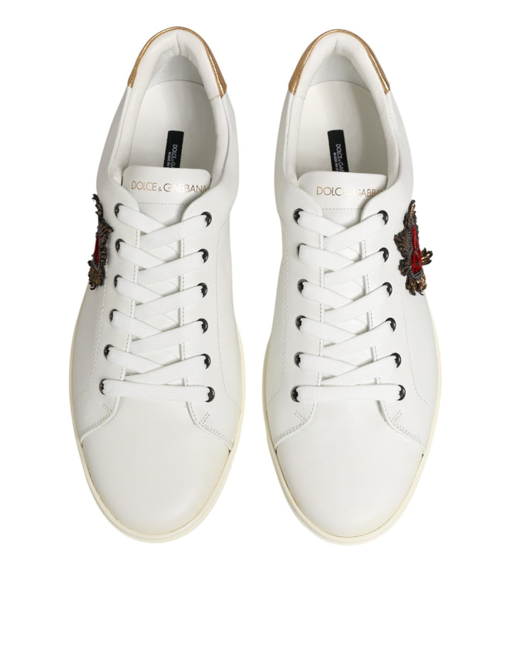 Dolce & Gabbana White Heart Embellished Sneakers Shoes