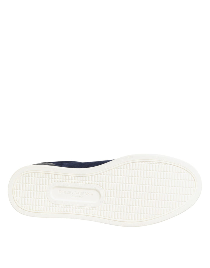 Dolce & Gabbana Blue Leather Suede Low Top Sneakers Shoes