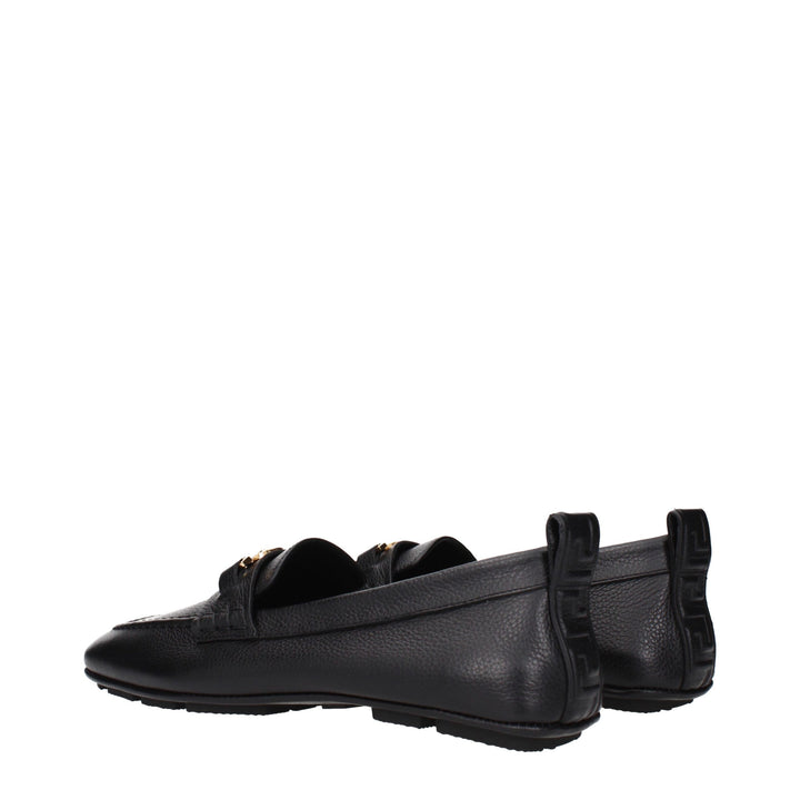 Versace Black Leather Slip-On Loafers