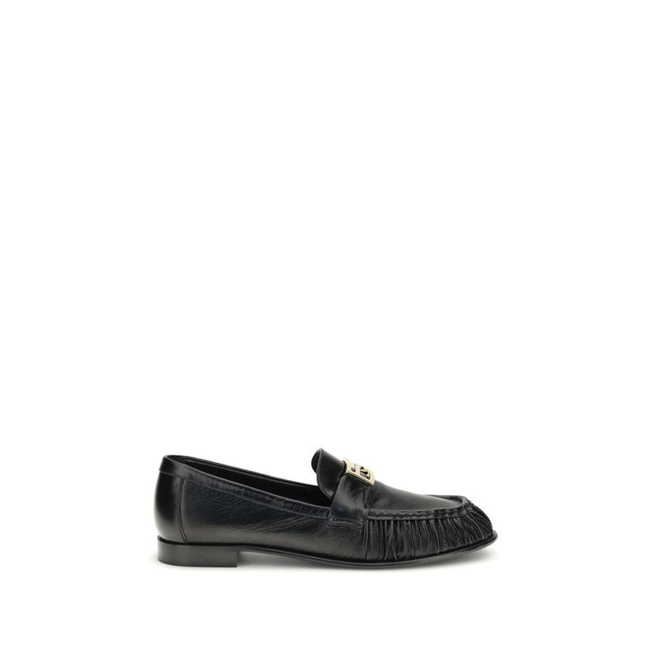 Fendi Black Calf Leather Bos Taurus Slip-On Loafers