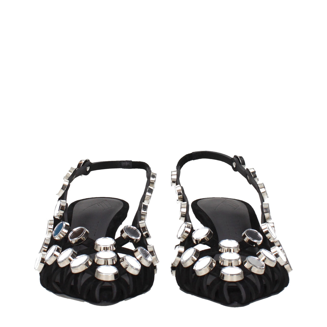 The Attico Black Leather Stiletto Heel Sandals