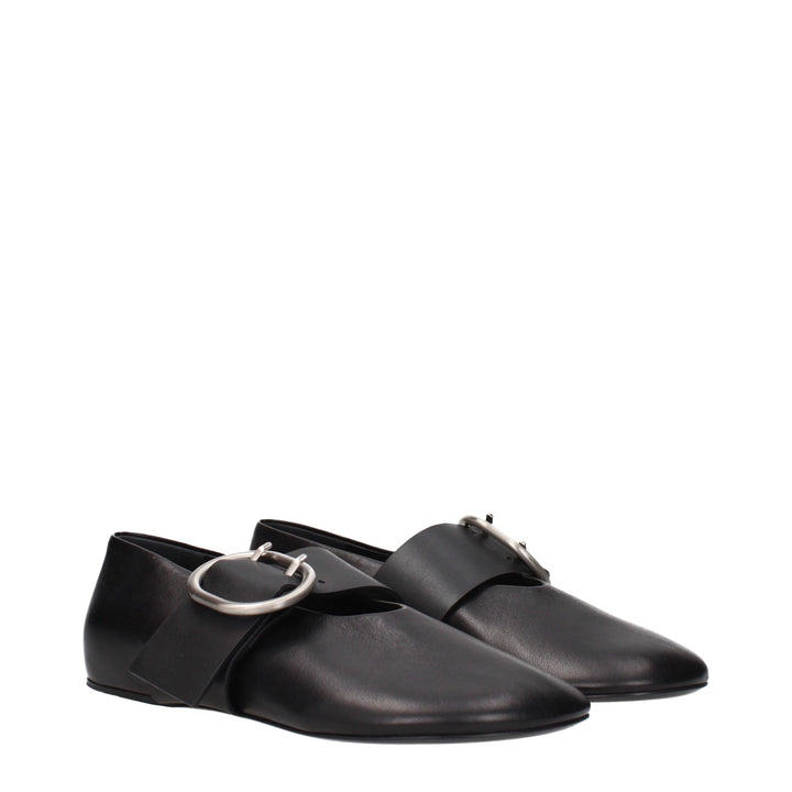 Jil Sander Black Leather Ballet Flats