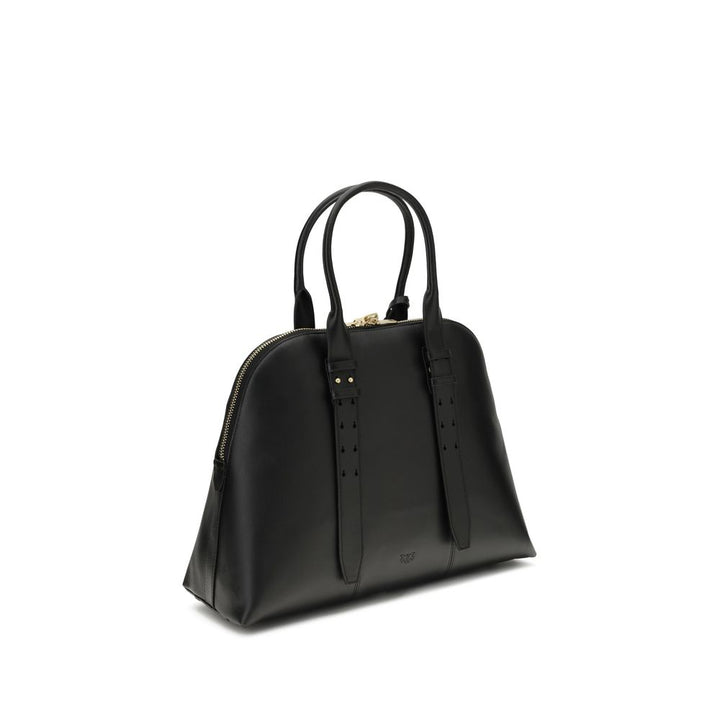 PINKO Black Calf Leather Bos Taurus Shoulder Bag
