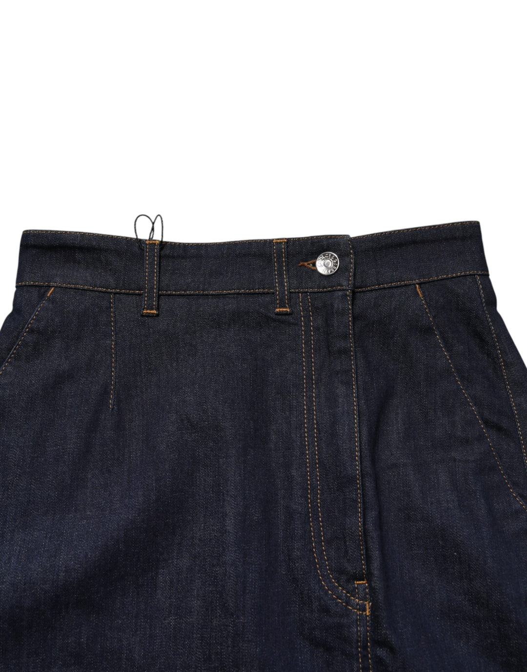 Dolce & Gabbana Dark Blue Cotton A-line Denim Midi Skirt