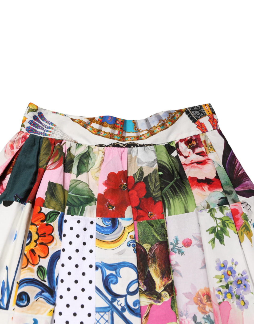 Dolce & Gabbana Multicolor Patchwork High Waist Midi Skirt